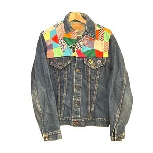 Vintage Levi's Big E USA Denim Jacket Patchwork Reworked Boho Festival Rare